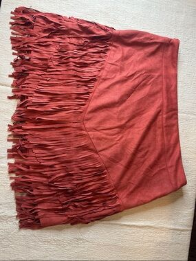 Source Unknown Red Fringe Mini Skirt